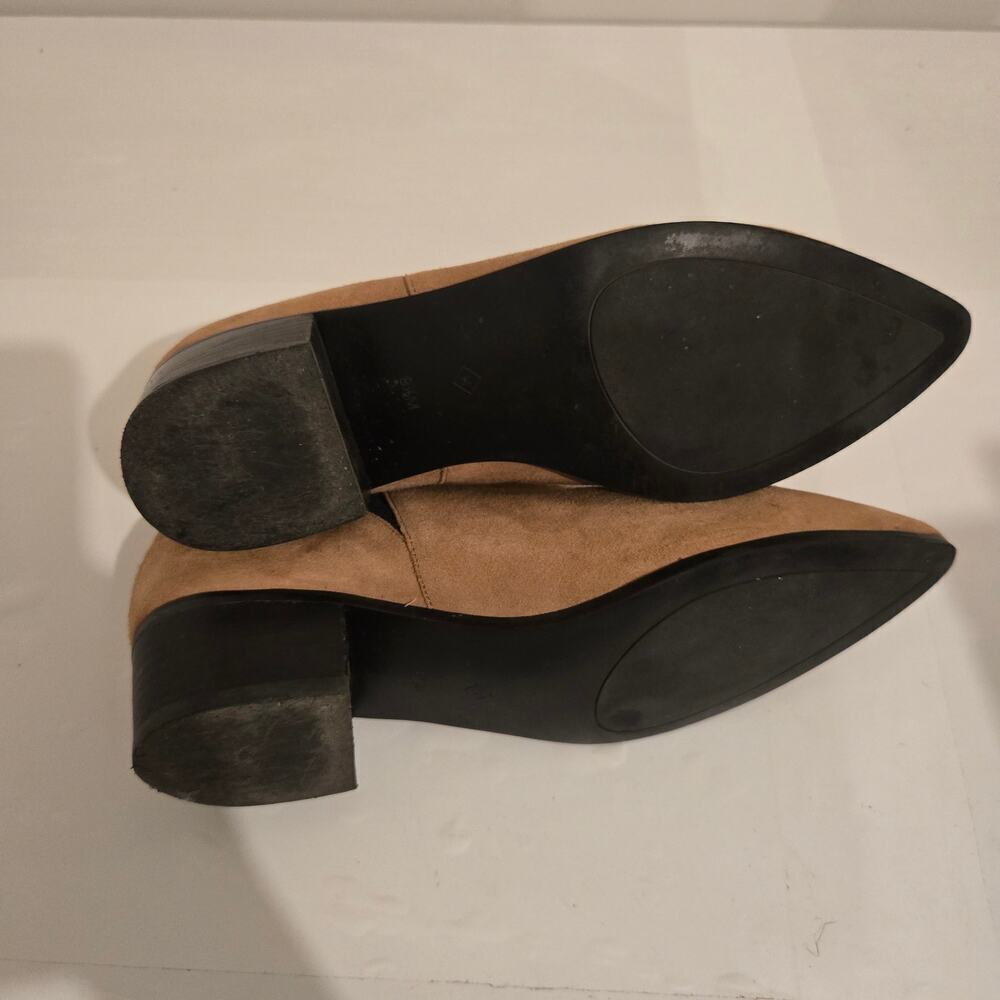 Halogen Skylar Pointy Toe Suede Booties Tan Black Slip On 8.5 - Picture 5 of 9
